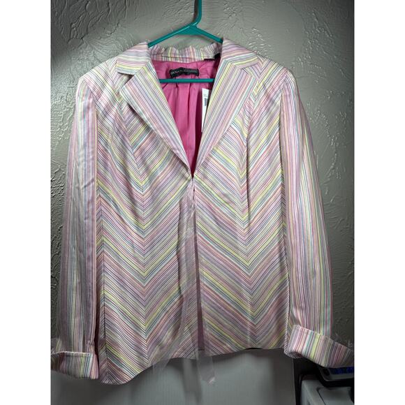 Dana Buchman Blazer Women's Multicolor Striped Ribbon Tie Feminine Jacket Sz 18 - Picture 1 of 5